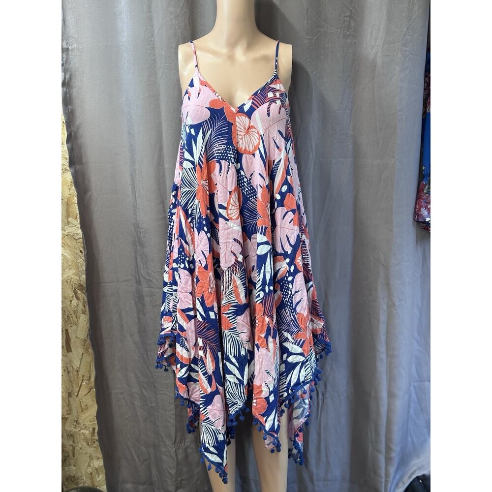 Goa Beachwear by Japna Floral Jumpsuit Womens S Pink Blue Resort Tropical Beach